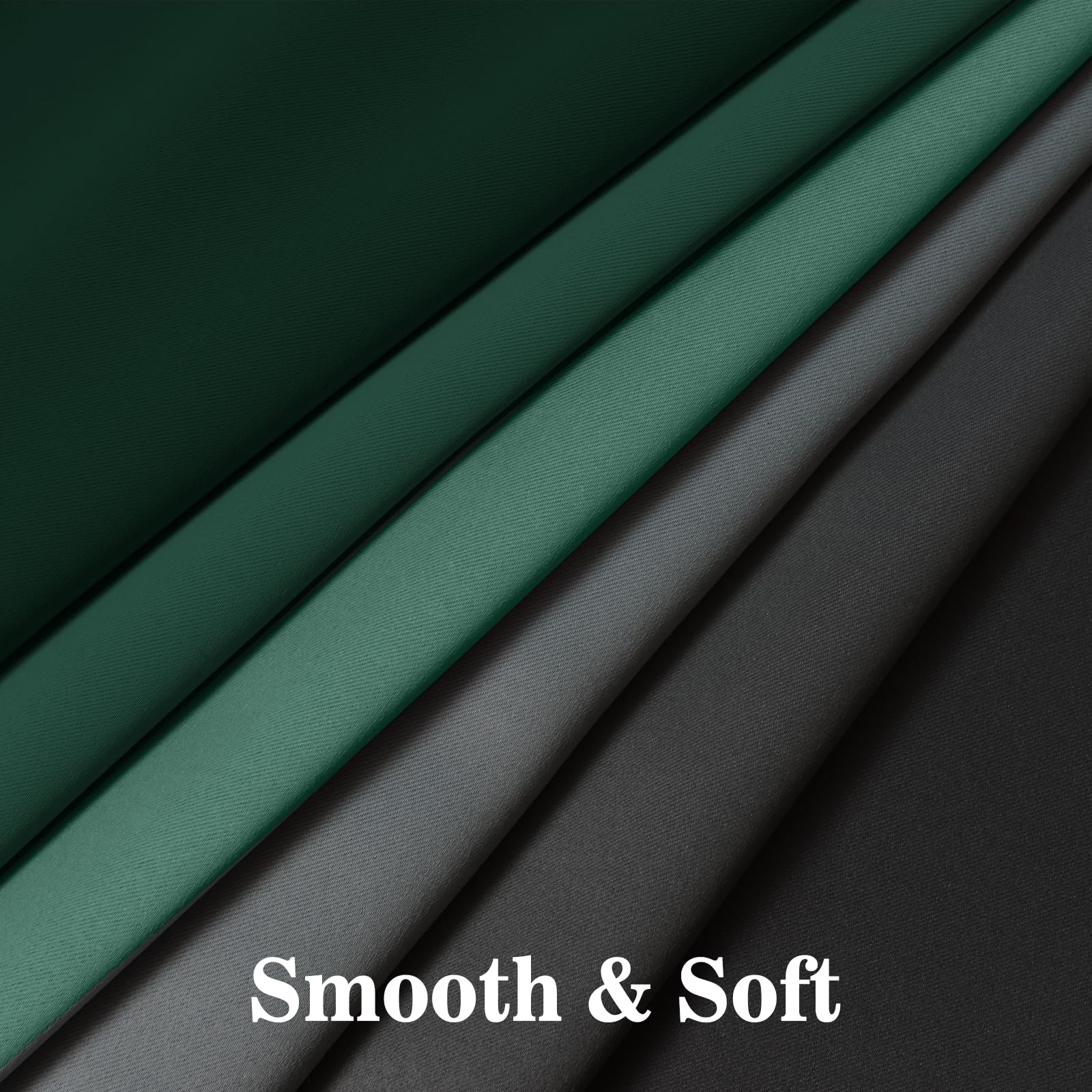 Yakamok Blackout Ombre Dark Green and Black Curtains-Gradient Room Darkening Curtain, Grommet Thermal Insulated Light Blocking Window Drapes Curtain for Living Room Bedroom,52 x 72 Inch,2 Panels