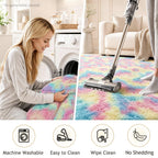 Ophanie Rainbow Rug for Bedroom Girls,Unicorn Colorful Fluffy Soft Cute Fuzzy Area Rugs,Shag Plush Shaggy Bedside Floor 4x6 Furry Carpet for Kids Baby Teen Dorm Decor with Over 99 pcs Pile fibers