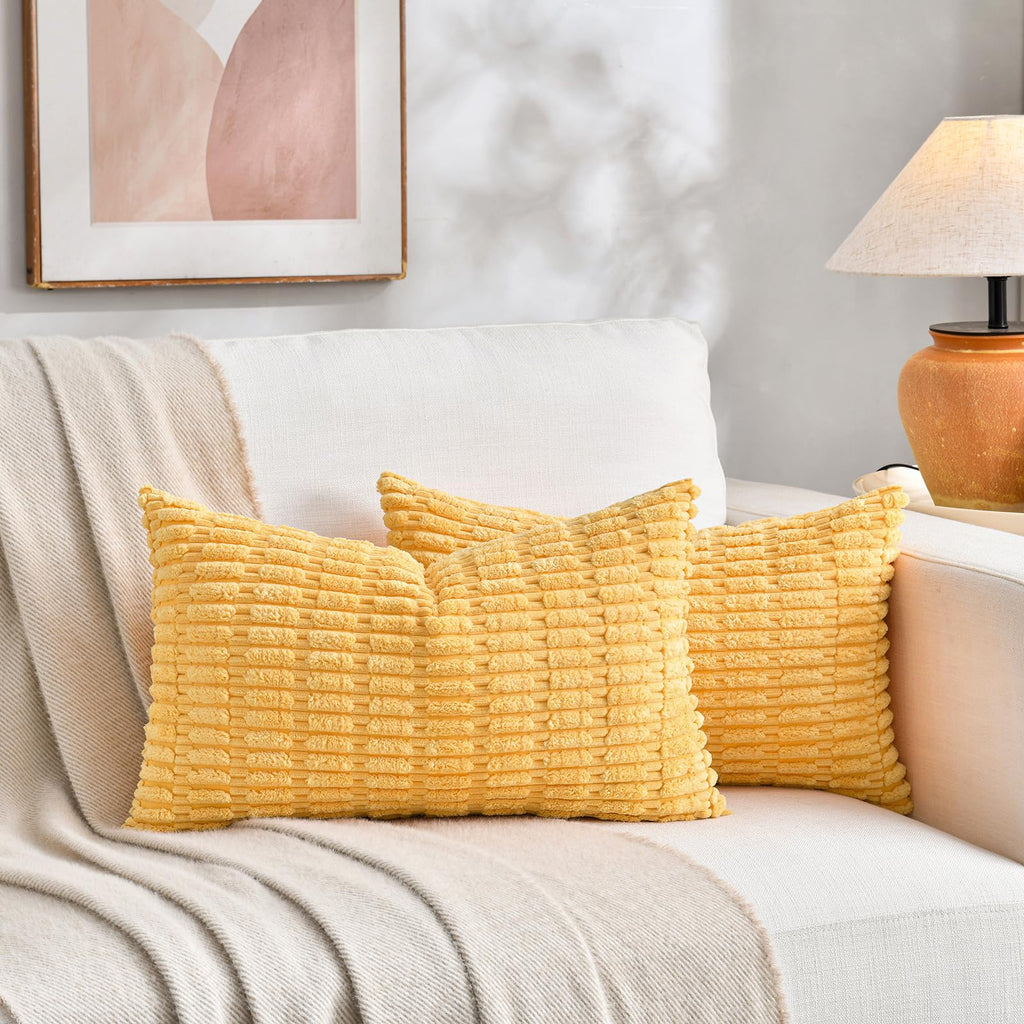 Fancy Homi 4 Packs Decorative Throw Pillow Covers for Living Room Couch Bed, Modern Farmhouse Boho Home Décor Accent Cushion Case, 20" x 12", Yellow Green Series