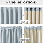 MIULEE 100% Blackout Linen Curtains for Bedroom, Chambray Blue Solid Luxury Decor Thermal Insulation Room Darkening Drapes for Living Room Nursery Back Tab Rod Pocket 42 x 96 Inches, 2 Panels