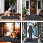 Smiry Front Door Mat Outside Entrance, Low Profile Rubber Doormat, 71x47