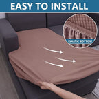 hyha Waterproof Sectional Couch Covers, Non Slip Sofa Couch Cushion Covers L Shape, Thick Stretch Jacquard Fabric, Washable Sofa Slipcovers with Elastic Bottom (1 Piece for Chaise, Camel)