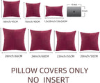 Fancy Homi 2 Packs Burgundy Big Decorative Throw Pillow Covers 24x24 Inch for Living Room Couch Bed Sofa, Rustic Farmhouse Boho Home Decor, Soft Corss Corduroy Patchwork Accent Cushion Case 60x60 cm
