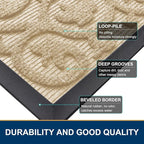 Smiry Welcome Door Mat Outside Entrance, Heavy Duty Trap Dirt and Moisture Easy Clean Low Profile Patio Porch Indoor Outdoor Front Doormat for Entry, 35x23 Inch, Beige