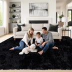 8x10 Area Rugs for Living Room: Fluffy Shag Soft Washable Rug Large Fuzzy Plush Indoor Carpet for Bedroom Nursery Playroom Kids Girls Boys Room (Black, 8'x10')