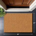 Barnyard Designs Natural Coco Coir Heavy Duty Backing Doormat - Large Cute Non-Slip Front Door Welcome Mat for Outside Entrance or Porch Entry, Brown (24x36, Plain Brown)