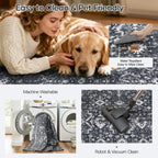 5x7 Area Rugs for Living Room Bedroom, Black Washable Non-Slip Carpet
