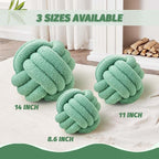 Uvvyui Knot Pillow Ball, Soft Home Decorative Round Throw Pillow, Handmade Knotted Plush Pillow, Round Boucle Pillow Cushion (8.6 Inches Sage Green)