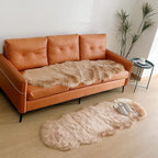 linmopm Faux Fur Rug Sheepskin Shag Fluffy Fuzzy Beige 2x6 ft Runner Rugs for Bedroom Bedside Bed Floor Living Room Plush High-Density Cushion Carpet Super Sofa Cover