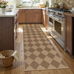 Lahome Checkered Easy Runner Rug, 2x8 Carpet Runners for Hallway 8ft Non Slip Washable Rug for Entryway Indoor, Checkerboard Nature Indoor Outdoor Carpet for Entry Laundry.