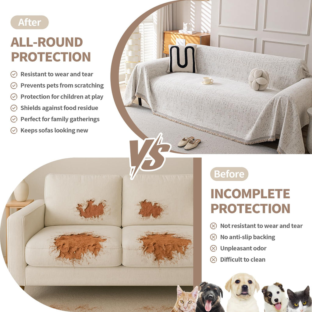 KaviKon Couch Cover for Sofa, Boho Sofa Covers Washable 3 Cushion for Dogs