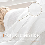 BGment White Linen Curtains 48 Inch Length for Short Window - Natural Semi Sheer Drapes Light Filtering with Rod Pocket for Living Room Bedroom Kitchen Lightweight Rustic, 2 Panels Set, 42 X 48 Inch