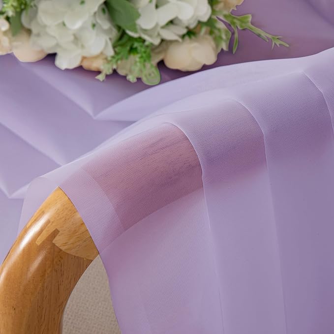 Chyhomenyc Lilac Sheer Valances for Windows - Light Filtering Small Kitchen Curtains, Rod Pocket Short Top Window Treatment Decor for Living Room Bathroom Basement, 42Wx16L inches, 2 Panels