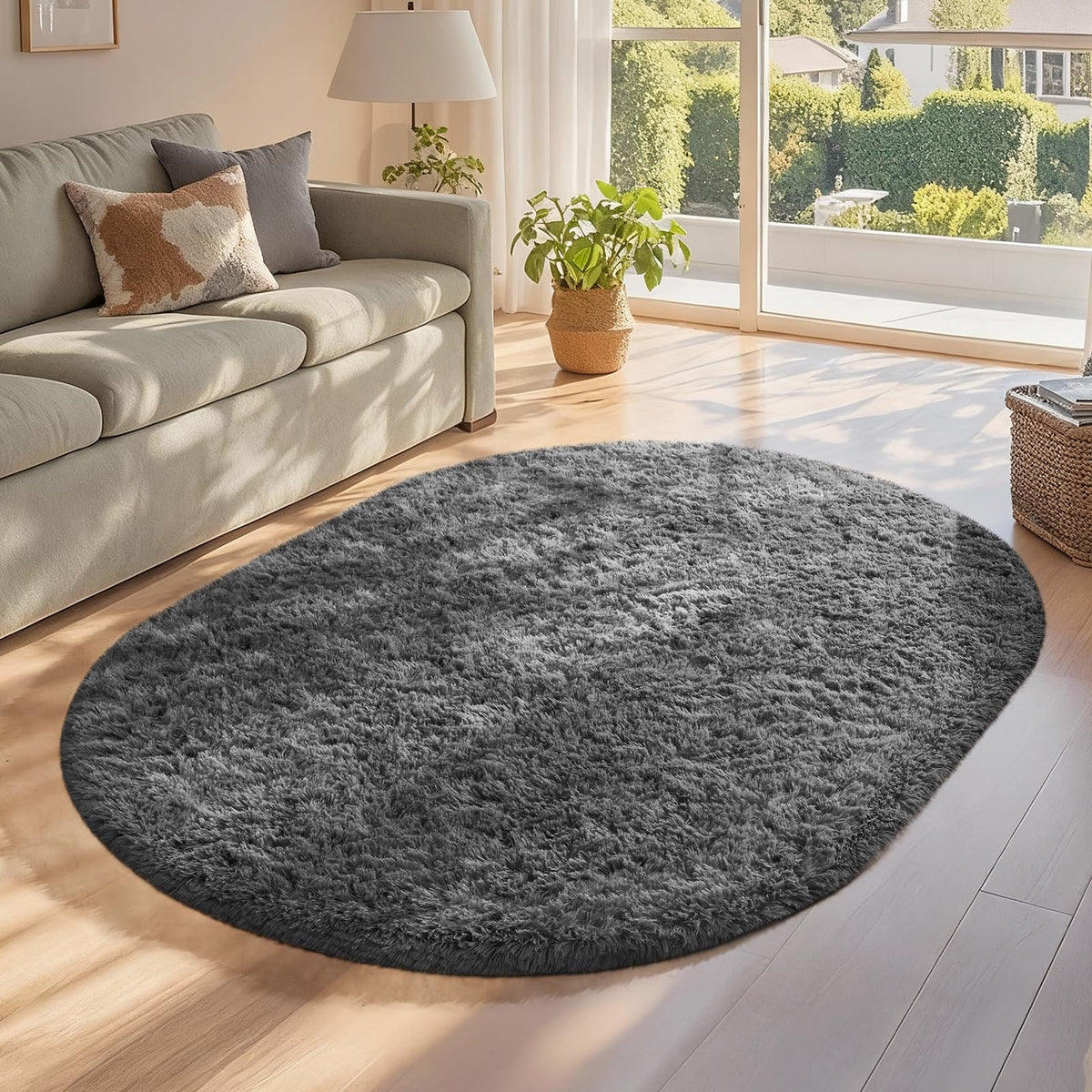 Ophanie 3x5 Oval Ivory Rugs for Bedroom Living Room,Fluffy Fuzzy Furry Carpet,Plush Soft Shaggy Indoor Floor Area Rug for Kids Girls Boys Baby Teen Dorm Decor with Over 99 pcs Pile fibers