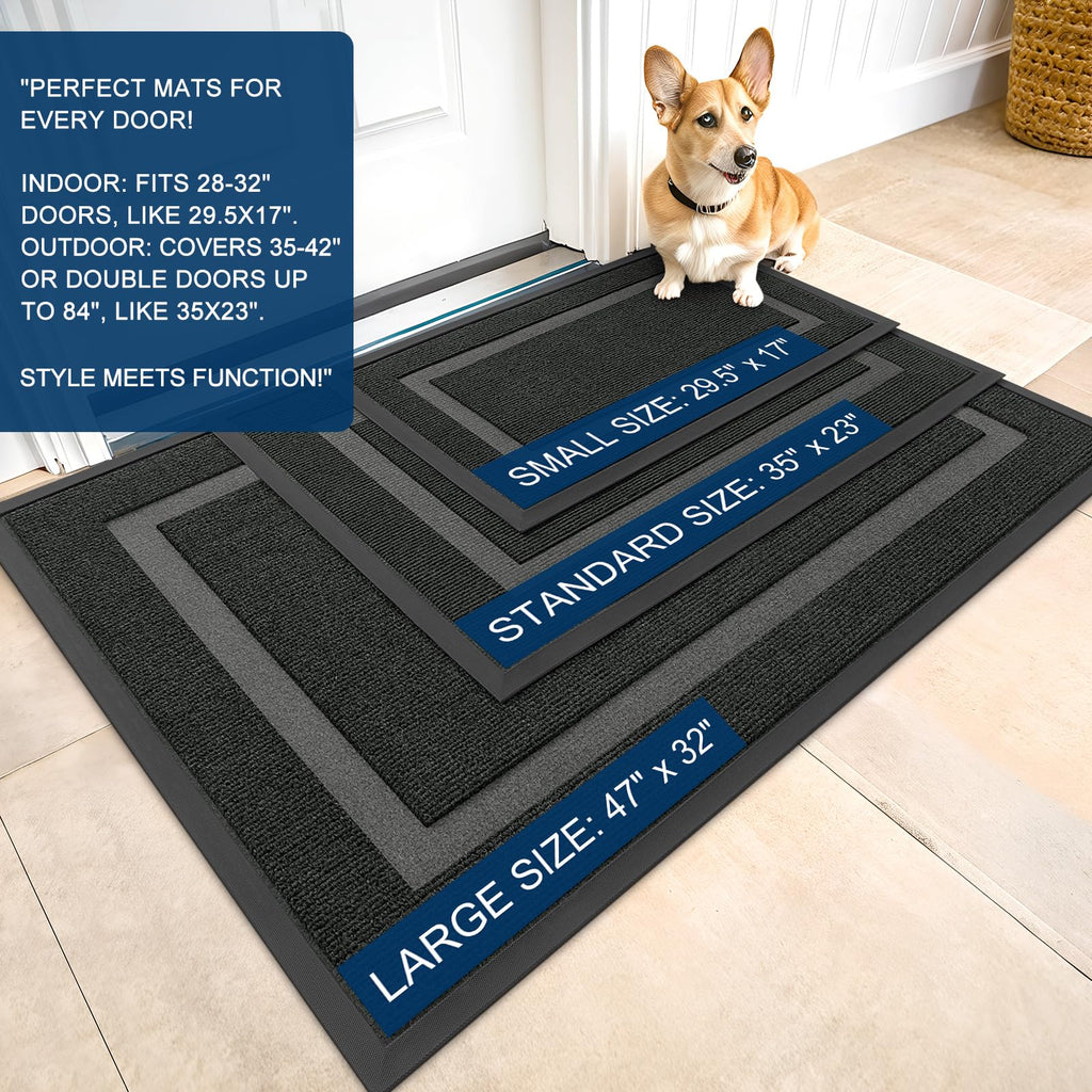 OLANLY Front Door Mat Outside 47x23, All-Season Heavy-Duty Rubber Doormat