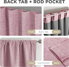 Joydeco Blackout Curtains for Bedroom - 90 Inch Long 100% Light Blocking 2 Panels Set Pink Drapes, Thermal Insulated Room Darkening Curtains, Linen Textured for Living Room, Rod Pocket & Back Tabs