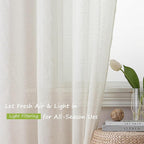 Simplebrand Natural Linen Textured Sheer Curtains 63 Inch Length 2 Panels, Rod Pocket Solid Color Window Sheer Curtain Panels, Elegant Curtains & Drapes for Living Room, Bedroom (40" W x 63" L)