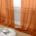 Aiyufeng Orange Sheer Curtains 72 Inch Length 2 Panels Set, Light Filtering Airy Rod Pocket Orange Window Curtain Treatment Drapes for Kitchen Bedroom Living, Each 42Wx72L Inches