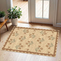 Othilic Front Door Mat Outside Entrance - 2x3 Floral Non-Slip Washable Doormat Indoor Outdoor Mat Jute-Look Farmhouse Tan Scalloped Entry Rug Small Throw Rugs for Entryway Kitchen Front Porch Decor