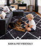 YIHOUSE Moroccan Rugs for Living Room, 8x10 Black and White Aztec Area Rug, Western Geometric Soft Low-Pile Washable Rugs for Bedroom, Dining Room