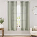 Nanspring Sage Green Linen Curtains 63 Inches Length 2 Panels Set for Living Room Back Tab Pocket Light Filtering Semi Sheer Drapes Cotton Linen Textured Pale Green Window Curtain 52X63 Inches