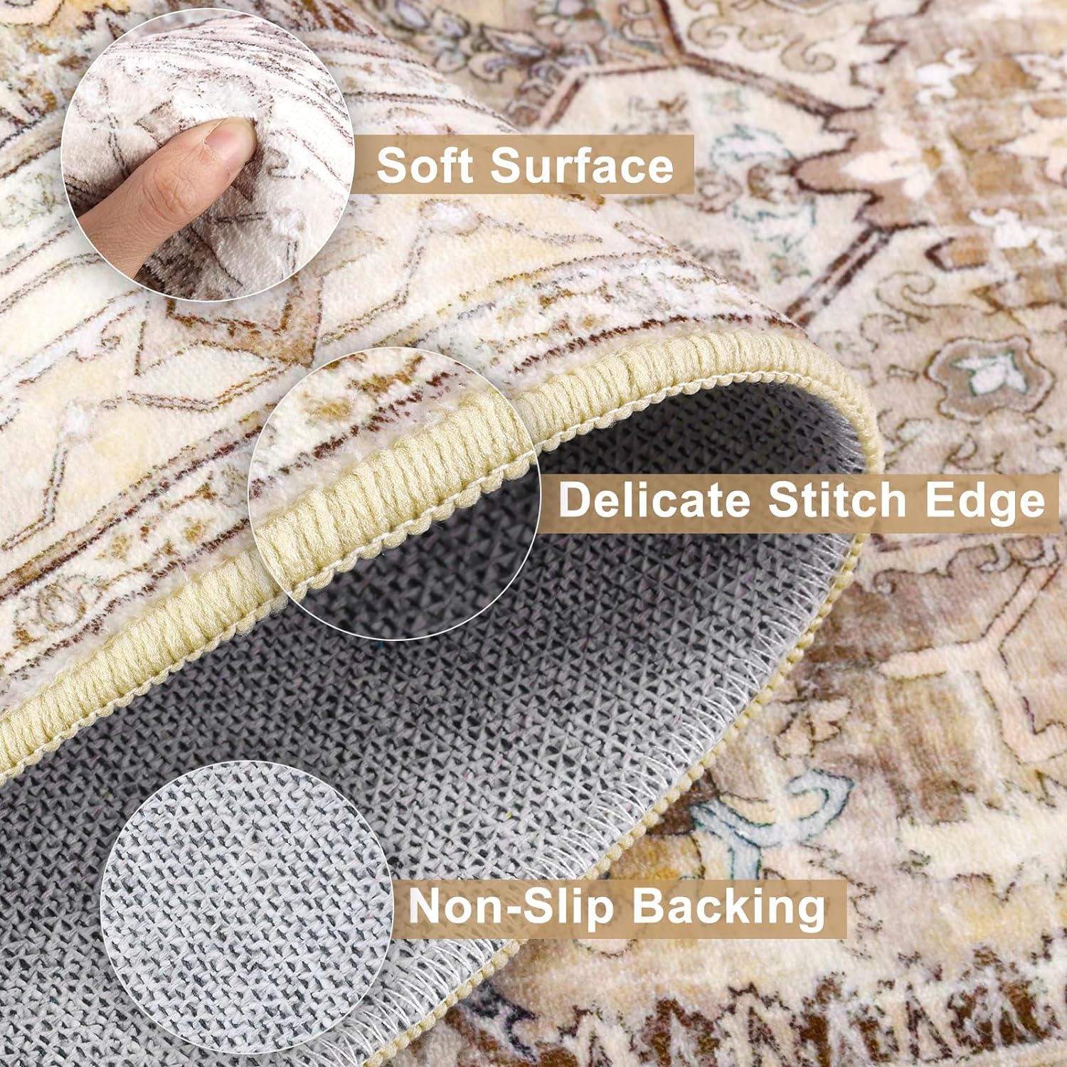 Yamaziot Washable Runner Rug, 2x12 Non-Slip Boho Hallway Kitchen Rug