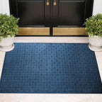 Mibao Front Door Mat Indoor Outdoor Entrance, Dirt Trapping Waterproof All-Season, All-Weather Doormat, Non-Slip Durable Natural Rubber Low Profile Easy Clean Patio Entrance Mat, 61.5" x 36", Blue