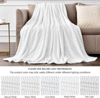 BEDELITE Fleece Throw Blanket for Couch – 3D Ribbed Jacquard Soft and Warm Decorative Fuzzy Blanket – Cozy, Fluffy, Plush Lightweight White Throw Blankets for Bed, Sofa, 50x70 inches