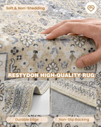Restydon Runner Rug 2x8 Runners for Hallways Non Slip Washable Rugs, Beige