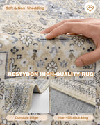 Restydon Area Rugs 5x7 Washable Rugs for Living Room, Beige