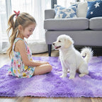 Rugs for Living Room 5x8, Alfombras para Salas Shag Large Plush Soft Area Rug, Shaggy Carpets for Bedroom, Kids Boys Girls Home Decor Aesthetic (Purple Starry, 5x8 Feet)