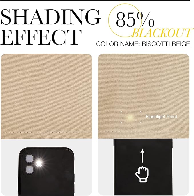 NICETOWN Blackout Room Darkening Curtains - Home Decoration Light & Noise Reducing Thermal Insulated Window Draperies with Rod Pocket Top (Biscotti Beige, Set of 2, 42 inches Wide x 30 inches Long)