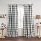 Threadmade Grainger Buffalo Check Blackout Window Curtain, Chambray - 52" W x 84" L