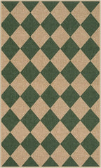 Lahome Colette Checkered Outdoor Patio Easy Jute Rug, 3x5 Dark Green Washable Front Porch Door Rug, Farmhouse Indoor Outdoor Carpet Non Slip Non Shedding Carpet for Entryway Living Room Deck