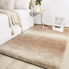 TWINNIS Super Soft Shaggy Rugs Fluffy Carpets, 6x9 Feet, Indoor Modern Plush Area Rugs for Living Room Bedroom Kids Room Nursery Home Decor, Upgrade Anti-Skid Rectangular Fuzzy Rug, Tan White