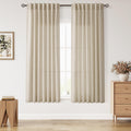 Nanspring Eggshell Beige Curtains 63 Inch Length for Living Room Linen Blend Luxury Light Filtering Semi Sheer Curtain Back Tab Rustic Decor Neutral Elegant Drapes for Bedroom Office 52x63, 2 Panels