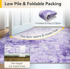 Washable Area Rugs 2'x8' Non-Slip Modern Abstract Soft for Living Room Entryway Bedroom Nursery, Print Pattern, Purple Gray Pink White