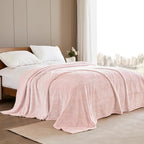 Exclusivo Mezcla Fleece Throw Blanket Extra Large, Super Soft and Warm Blankets for Couch, Sofa and Bed Waffle Textured, Cozy, Fuzzy and Lightweight (Heather Dusty Pink, 50x70 Inches)
