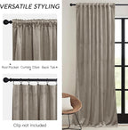 RYB HOME Taupe Velvet Curtains with Hook Tape, Back Tab Thermal Insulated Privacy Protect Decorative Drapes for Bedroom Home Office, W 52 x L 90 inches, 2 Panels Set