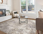 UERMEI Square Area Rugs : Washable 8x8 Neutral Modern Abstract Carpet for Living Room Bedroom - Soft Floor Mat with Non Slip Backing for Kitchen Nursery Dorms Farmhouse Home Decor - Brown Grey