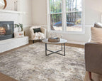 UERMEI Square Area Rugs: Washable 8x8 Neutral Modern Abstract Carpet for Living Room Bedroom - Soft Floor Mat with Non Slip Backing for Kitchen Nursery Dorms Farmhouse Home Decor - Brown Grey
