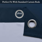 SimpleHome Ombre Navy Blue to Grey White Curtains for Living Room 70Wx84L