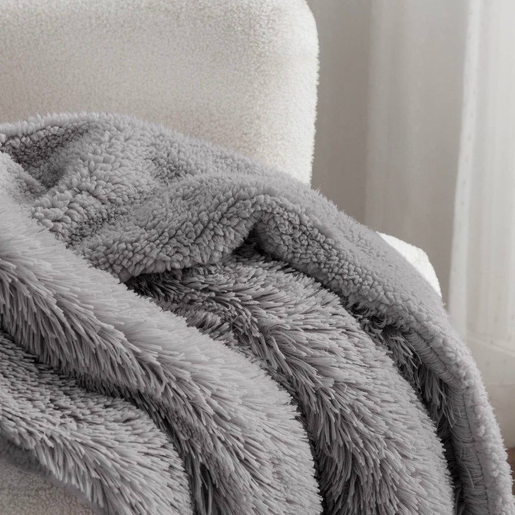 Bedsure GentleSoft Fluffy Grey Throw Blanket, Grey Decor Cozy Gifts for Women Men, Soft Sherpa Fleece Fuzzy Plush Thick Warm Faux Fur Throw Blanket for Couch Bed Sofa, Gray Gifts, 50x60
