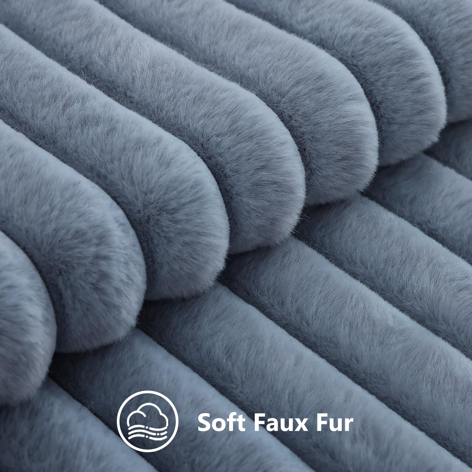 decorUhome Fall Faux Fur Throw Pillow Covers 18x18 Set of 2 Grey Blue