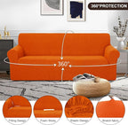 U-NICE HOME Stretch Couch Cover Sofa Cover Sofa Slipcover Furniture Protector for 3 Cushion Couch Sofa Pet Friendly(Sofa, Orange)