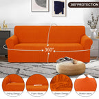 U-NICE HOME Stretch Couch Cover Slipcover for 3 Cushion Sofa, Orange