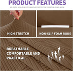 ZNSAYOTX Oversized Super Stretch Couch Cover (92"-115"), New Striped Sofa Covers Comfortable & Durable, Dog Cat Pets Friendly Extra Large Spandex Sofa Slipcovers (Light Coffee, XL Sofa)