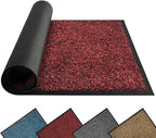 Mibao Front Door Mat, Dirt Trapper Welcome Mat for Outdoor Indoor, Non-Slip Waterproof Doormat, Durable Machine Washable Low Profile Entry Rug for Back Door Outside Patio Porch, 48" x 24", Red