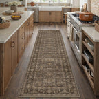 WondRg 2'6x12 Dark Brown Vintage Runner Rug