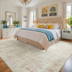 10x12 Area Rugs for Living Room Washable Rug: Anti-Skid Abstract Modern Living Room Rug Soft Thin Carpets Indoor Floor Non-Shedding Carpet for Bedroom Dining Farmhouse Nursery Beige White